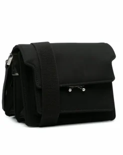 Shoulder Bags*Marni Preloved Mini Trunk Shoulder Bag with Leather Trim and Push-Lock Black