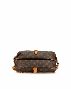 Shoulder Bags*Louis Vuitton Preloved Monogram Canvas Shoulder Bag with Vachetta Leather Trim Brown