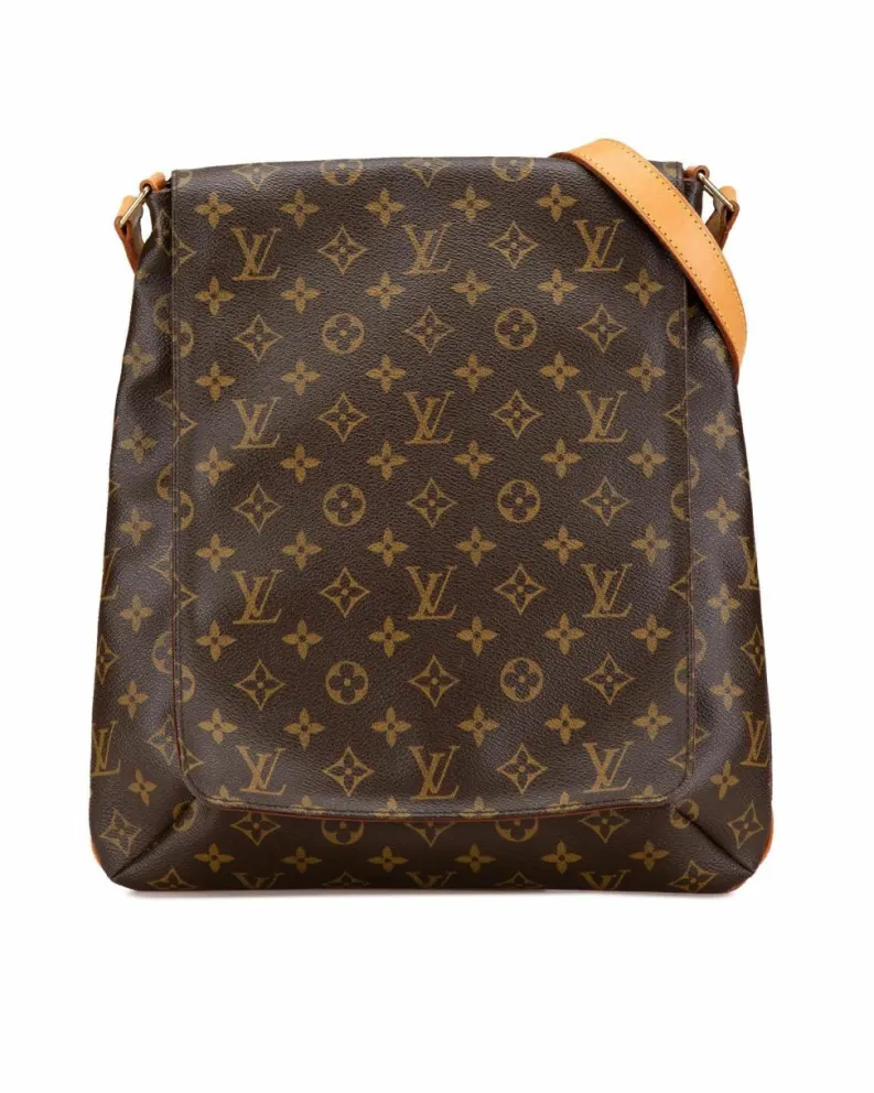 Shoulder Bags*Louis Vuitton Preloved Monogram Canvas Shoulder Bag with Adjustable Strap and Brown