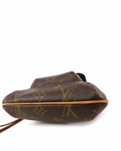 Clutch Bags*Louis Vuitton Preloved Monogram Canvas Clutch with Detachable Leather Wrist Strap Brown
