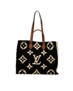 Tote Bags*Louis Vuitton Preloved Monogram Empreinte Shearling Tote Bag - Brown Authentic Black