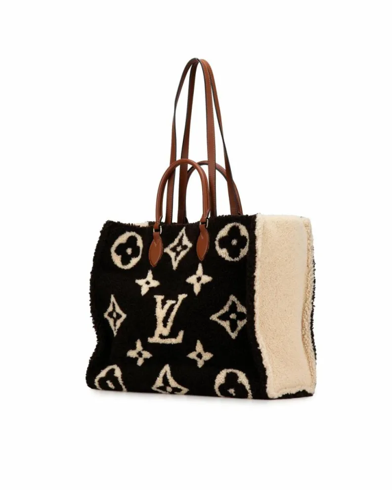 Tote Bags*Louis Vuitton Preloved Monogram Empreinte Shearling Tote Bag - Brown Authentic Black