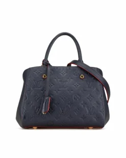 Shoulder Bags*Louis Vuitton Preloved Monogram Empreinte Montaigne BB with Rolled Leather Handles Blue
