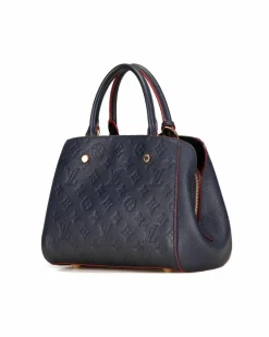 Shoulder Bags*Louis Vuitton Preloved Monogram Empreinte Montaigne BB with Rolled Leather Handles Blue
