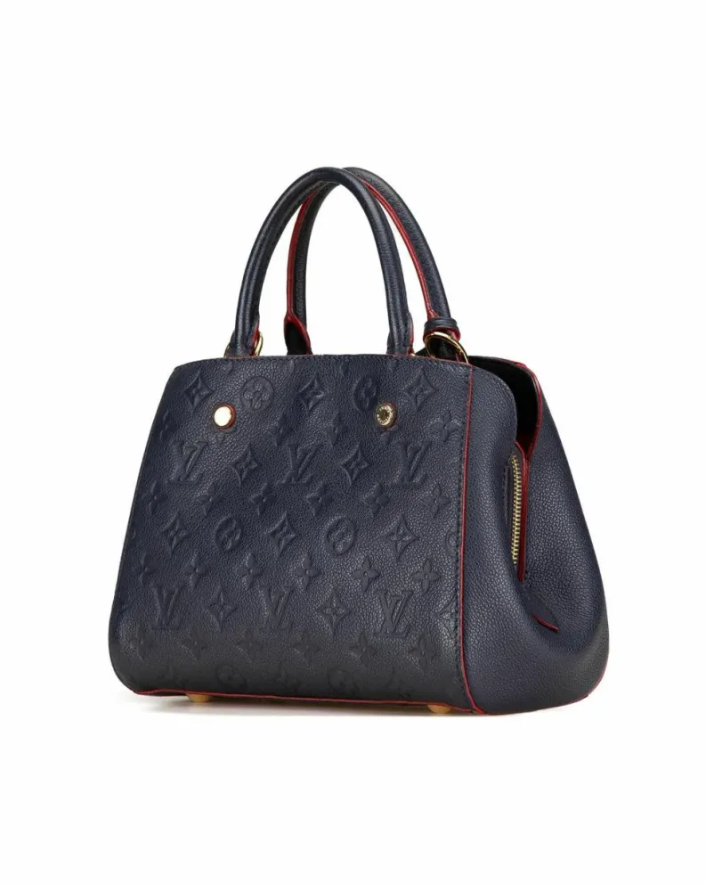 Shoulder Bags*Louis Vuitton Preloved Monogram Empreinte Montaigne BB with Rolled Leather Handles Blue