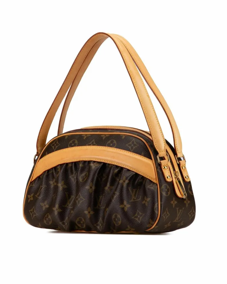 Tote Bags*Louis Vuitton Preloved Monogram Klara Canvas Tote with Leather Trim and Multiple Brown
