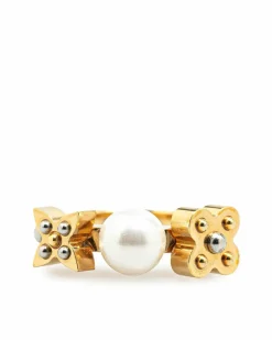 Rings*Louis Vuitton Preloved Monogram Pearl Ring Gold