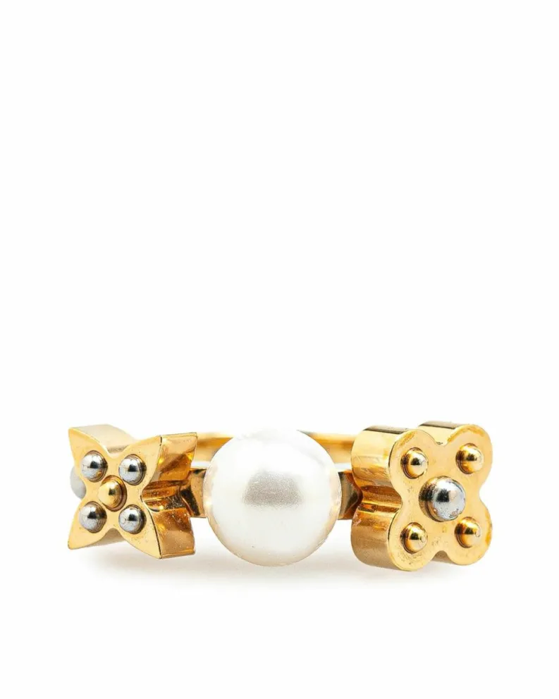 Rings*Louis Vuitton Preloved Monogram Pearl Ring Gold