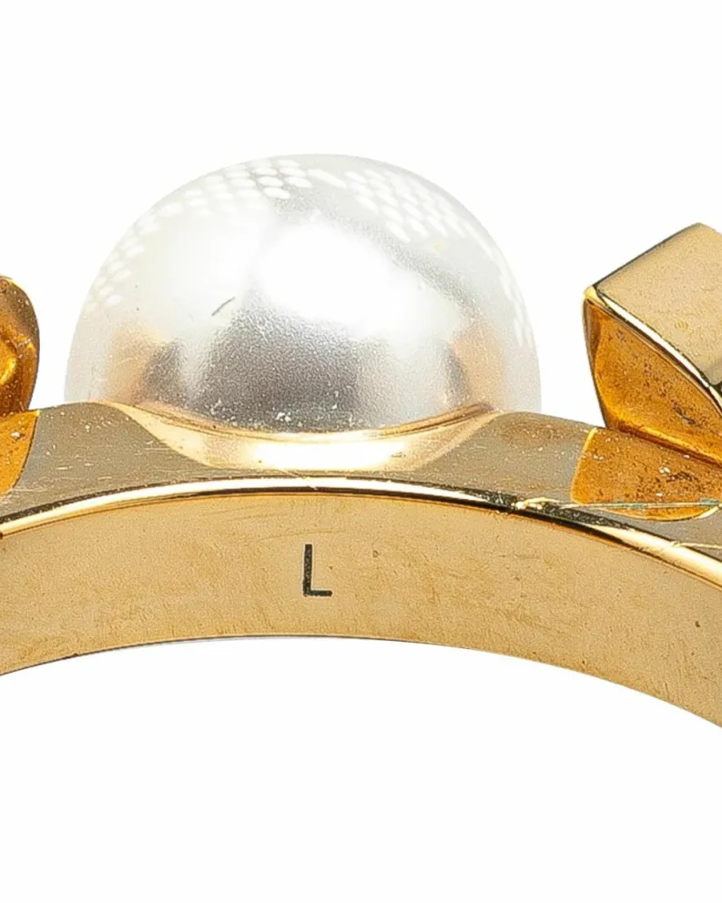 Rings*Louis Vuitton Preloved Monogram Pearl Ring Gold