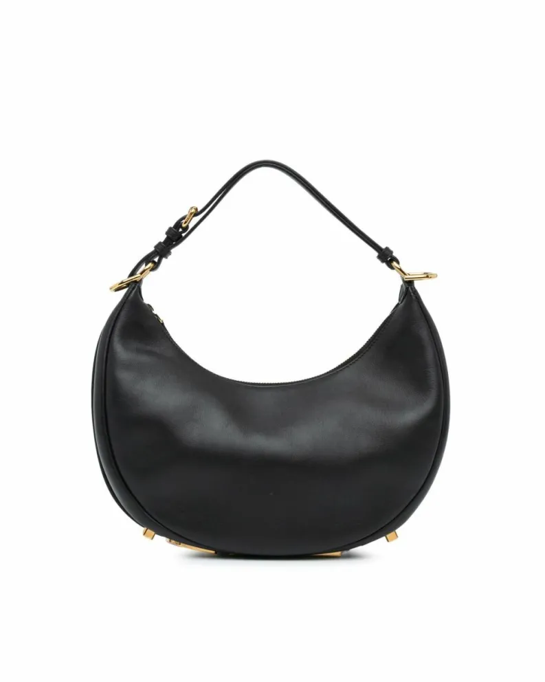 Shoulder Bags*Fendi Preloved Moon Bag Leather Hobo Handbag Authentic Half Moon Black