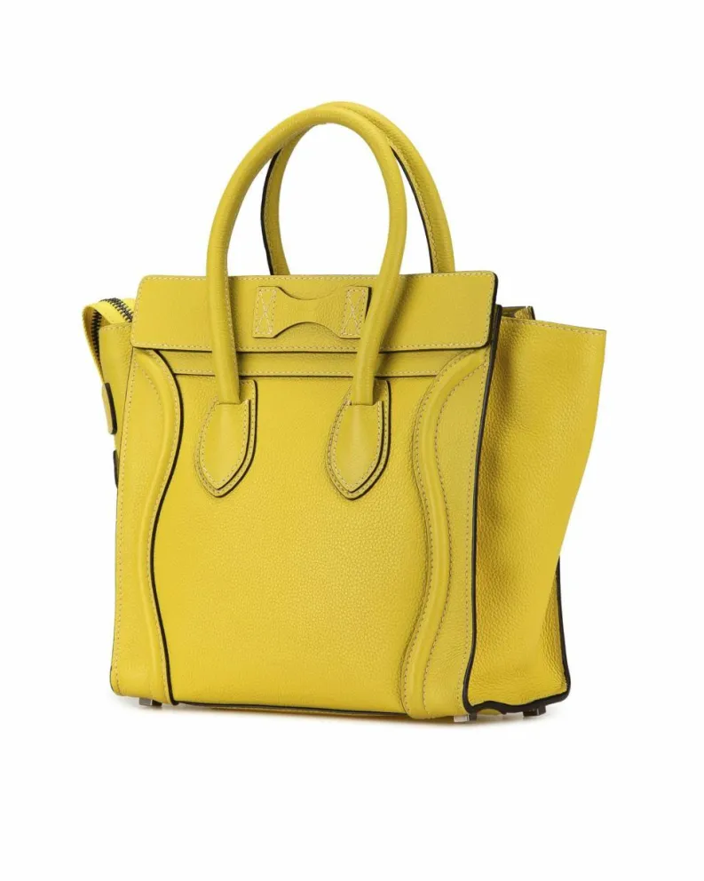 Tote Bags*Celine Preloved Nano Luggage Tote Calfskin Leather Handbag Yellow