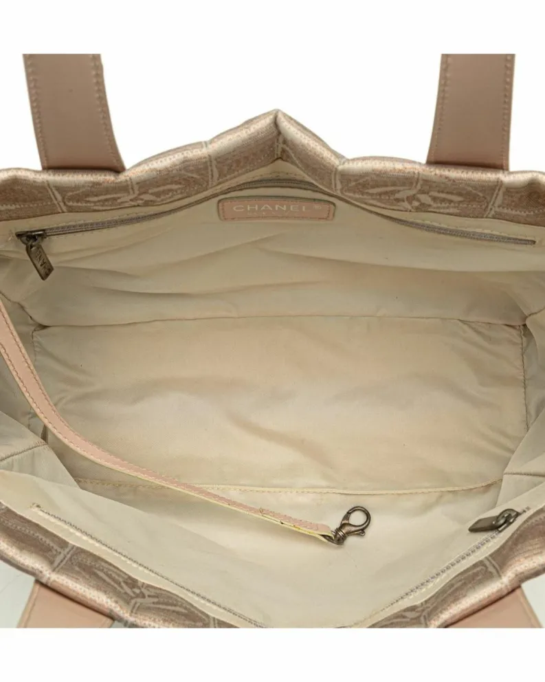 Tote Bags*Chanel Preloved New Travel Line Tote Bag with Leather Trim and Interior Zip Brown