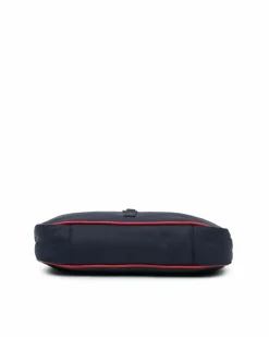Shoulder Bags*Saint Laurent Preloved Nylon Shoulder Bag with Leather Strap and Interior Zip Pocket Blue