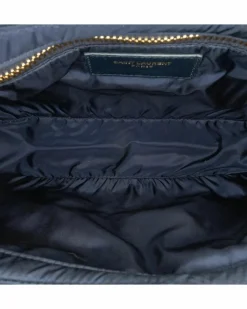 Shoulder Bags*Saint Laurent Preloved Nylon Shoulder Bag with Leather Strap and Interior Zip Pocket Blue