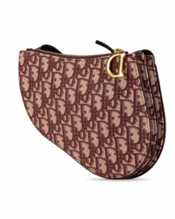 Cross-Body Bags*Dior Preloved Oblique Saddle Triple Zip Crossbody with Canvas and Leather Red
