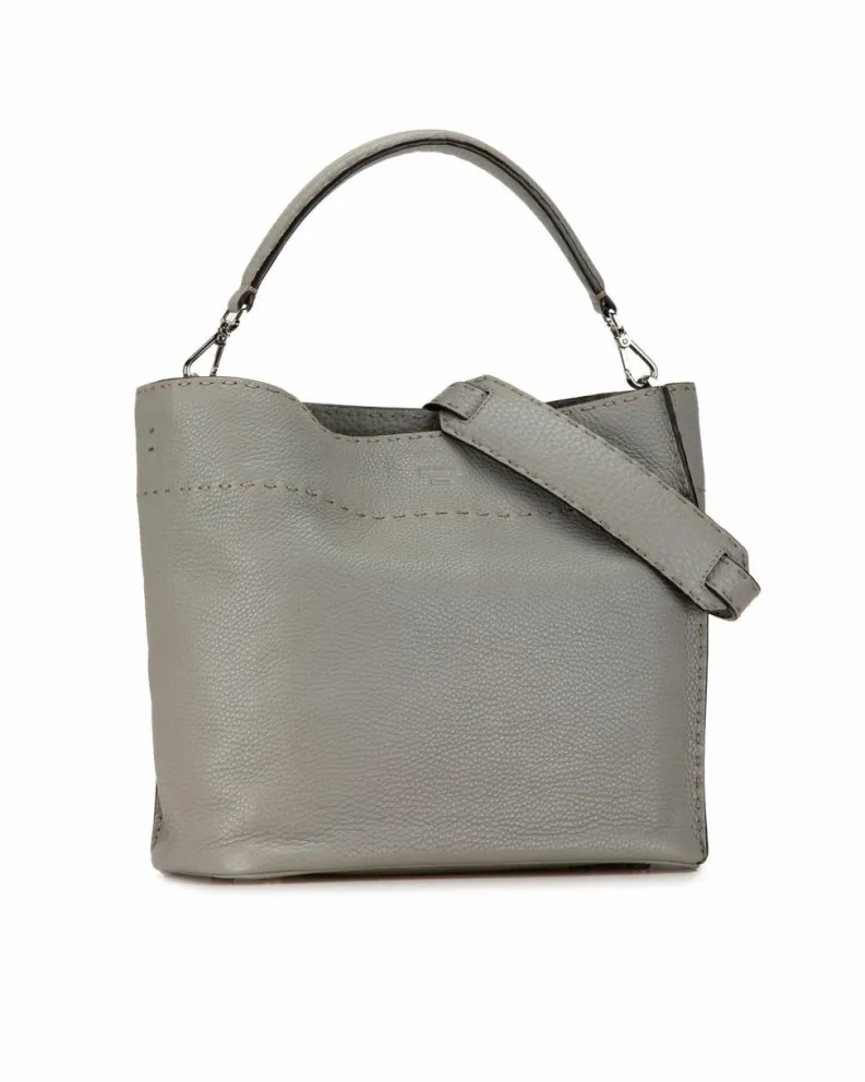Shoulder Bags*Fendi Preloved Peekaboo ISeeU Leather Shoulder Bag Gray Grey