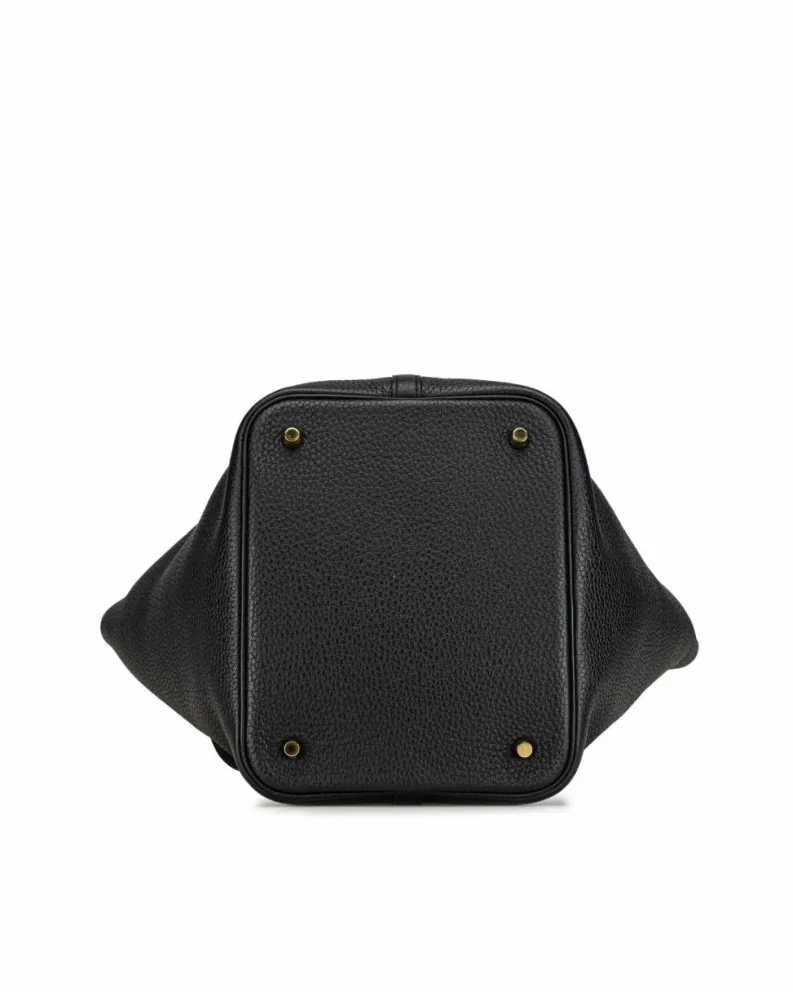 Tote Bags*Hermes Preloved Picotin Lock 22 Leather Tote with Buckle Closure Black
