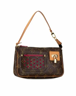 Shoulder Bags*Louis Vuitton Preloved Pochette Accessoires Perforated Monogram Canvas Shoulder Bag Brown