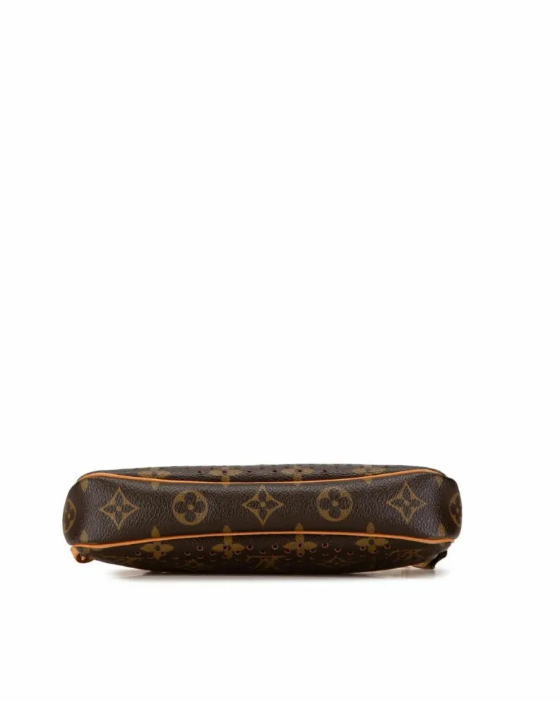 Shoulder Bags*Louis Vuitton Preloved Pochette Accessoires Perforated Monogram Canvas Shoulder Bag Brown