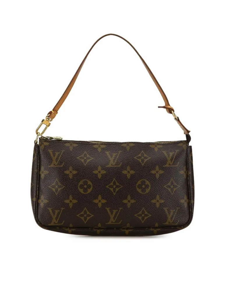 Shoulder Bags*Louis Vuitton Preloved Pochette Accessoires Monogram Coated Canvas Shoulder Bag Brown