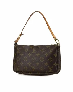Shoulder Bags*Louis Vuitton Preloved Pochette Accessoires Monogram Coated Canvas Shoulder Bag Brown