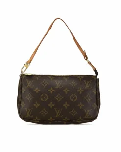 Shoulder Bags*Louis Vuitton Preloved Pochette Accessoires Monogram Coated Canvas Shoulder Brown