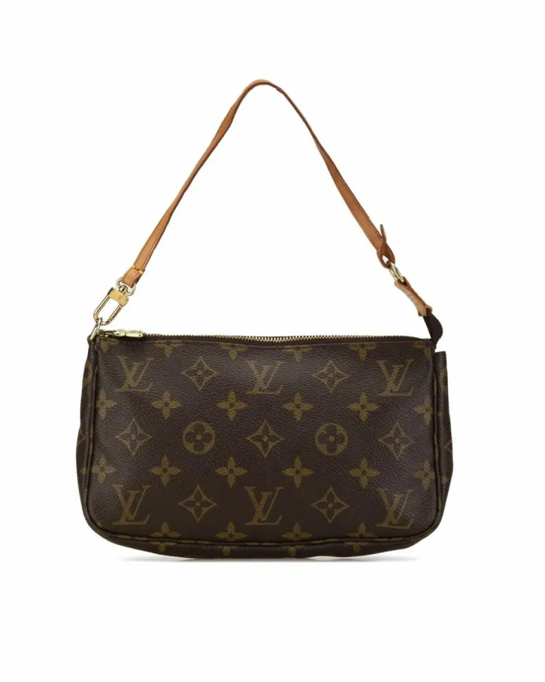 Shoulder Bags*Louis Vuitton Preloved Pochette Accessoires Monogram Coated Canvas Shoulder Brown