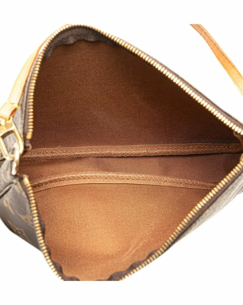 Shoulder Bags*Louis Vuitton Preloved Pochette Accessoires Monogram Coated Canvas Shoulder Brown