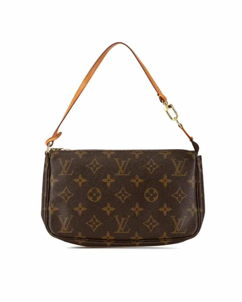Shoulder Bags*Louis Vuitton Preloved Pochette Accessoires Monogram Coated Canvas Shoulder Bag Brown