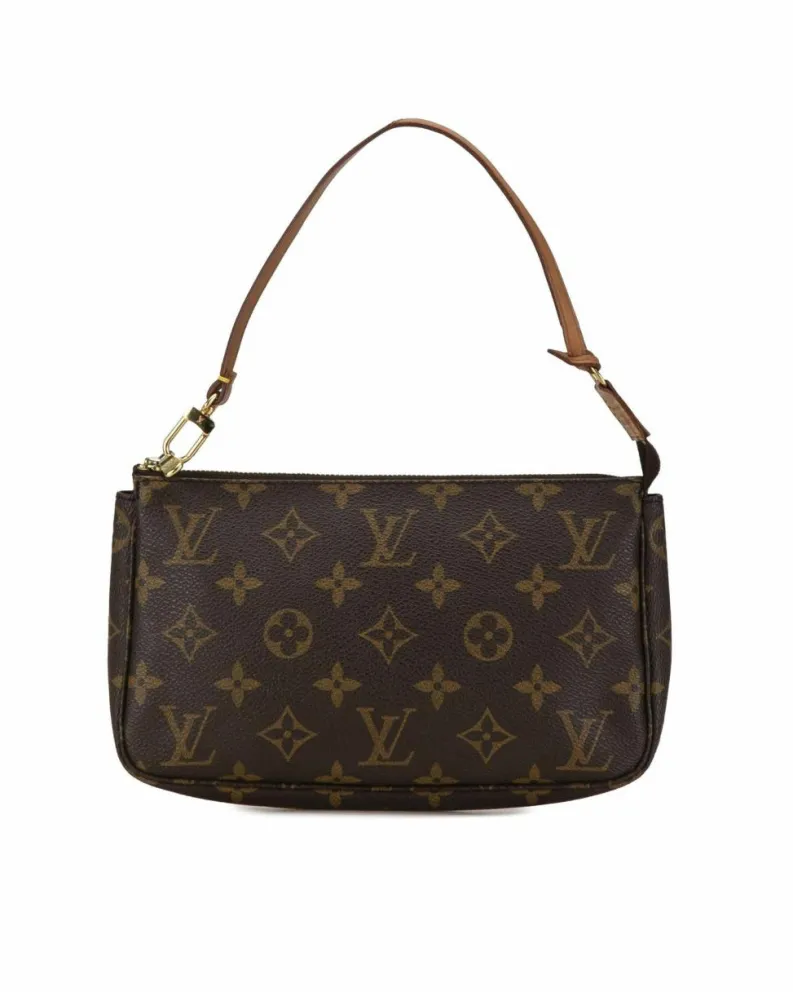 Shoulder Bags*Louis Vuitton Preloved Pochette Accessoires Monogram Canvas Shoulder Bag Brown