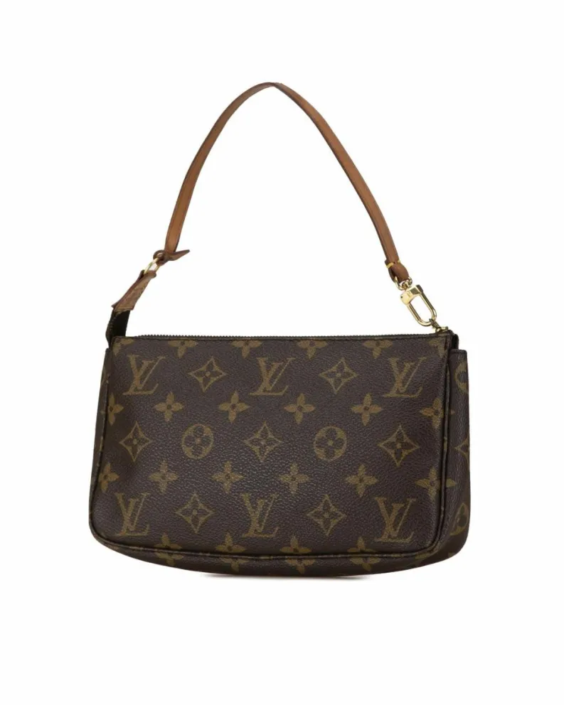 Shoulder Bags*Louis Vuitton Preloved Pochette Accessoires Monogram Canvas Shoulder Bag Brown