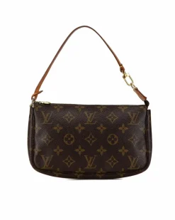 Shoulder Bags*Louis Vuitton Preloved Pochette Accessoires Monogram Shoulder Bag Brown