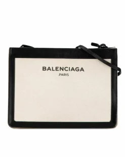Cross-Body Bags*Balenciaga Preloved Pochette Crossbody Bag with Leather Trim and Top Zip Closure Brown