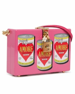 Cross-Body Bags*Dolce & Gabbana Preloved Printed Acrylic Amore Can Box Crossbody Bag with Metal Twist Pink