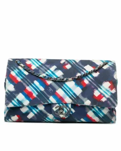 Shoulder Bags*Chanel Preloved Printed Canvas Airline Single Flap Shoulder Bag with Blue