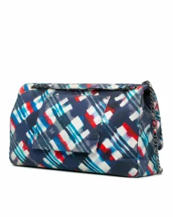 Shoulder Bags*Chanel Preloved Printed Canvas Airline Single Flap Shoulder Bag with Blue