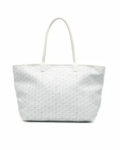 Tote Bags*Goyard Preloved Printed Coated Canvas Tote Bag with Dual Straps and Zip White