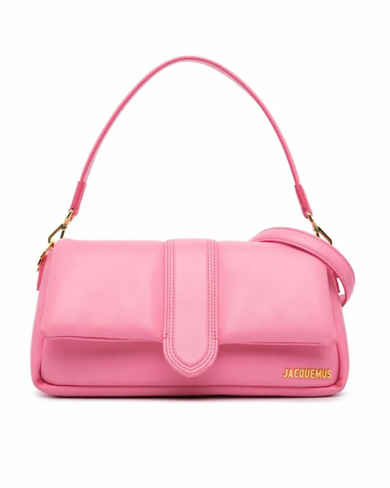 Shoulder Bags*Jacquemus Preloved Puffed Lambskin Leather Satchel with Detachable Handle and Pink