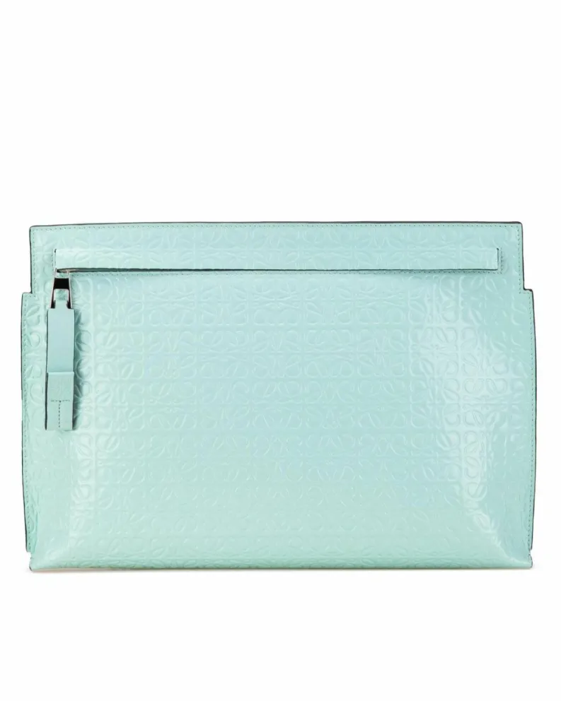 Clutch Bags*LOEWE Preloved Puzzle Clutch Bag in Aqua Leather Blue