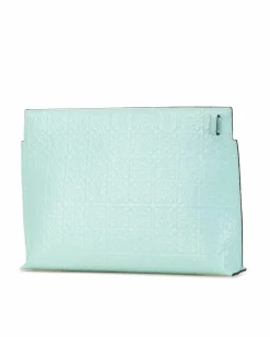 Clutch Bags*LOEWE Preloved Puzzle Clutch Bag in Aqua Leather Blue
