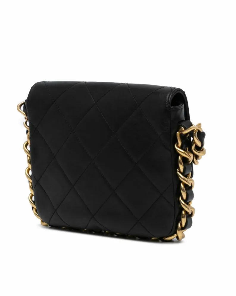 Cross-Body Bags*Chanel Preloved Quilted Calfskin Chain Flap Crossbody Bag Black