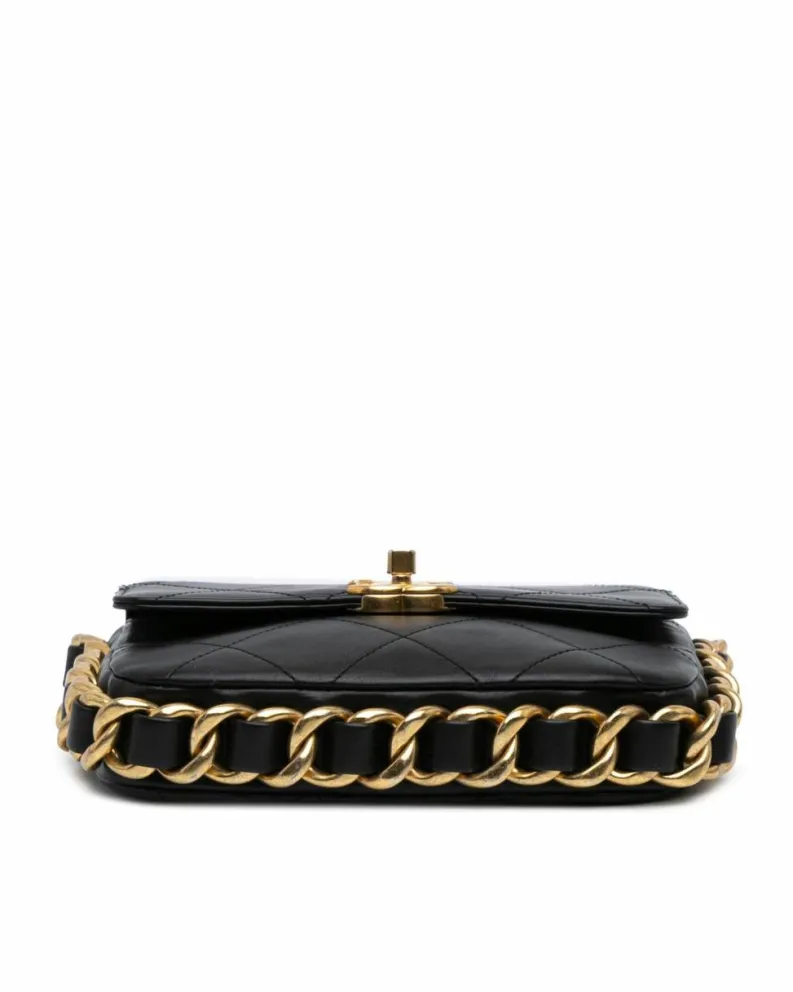 Cross-Body Bags*Chanel Preloved Quilted Calfskin Chain Flap Crossbody Bag Black