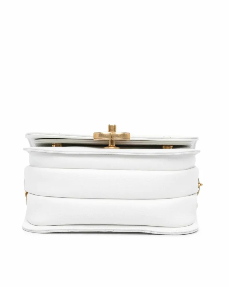 Cross-Body Bags*Chanel Preloved Quilted Caviar Flap Crossbody Bag with Chain Strap and CC White