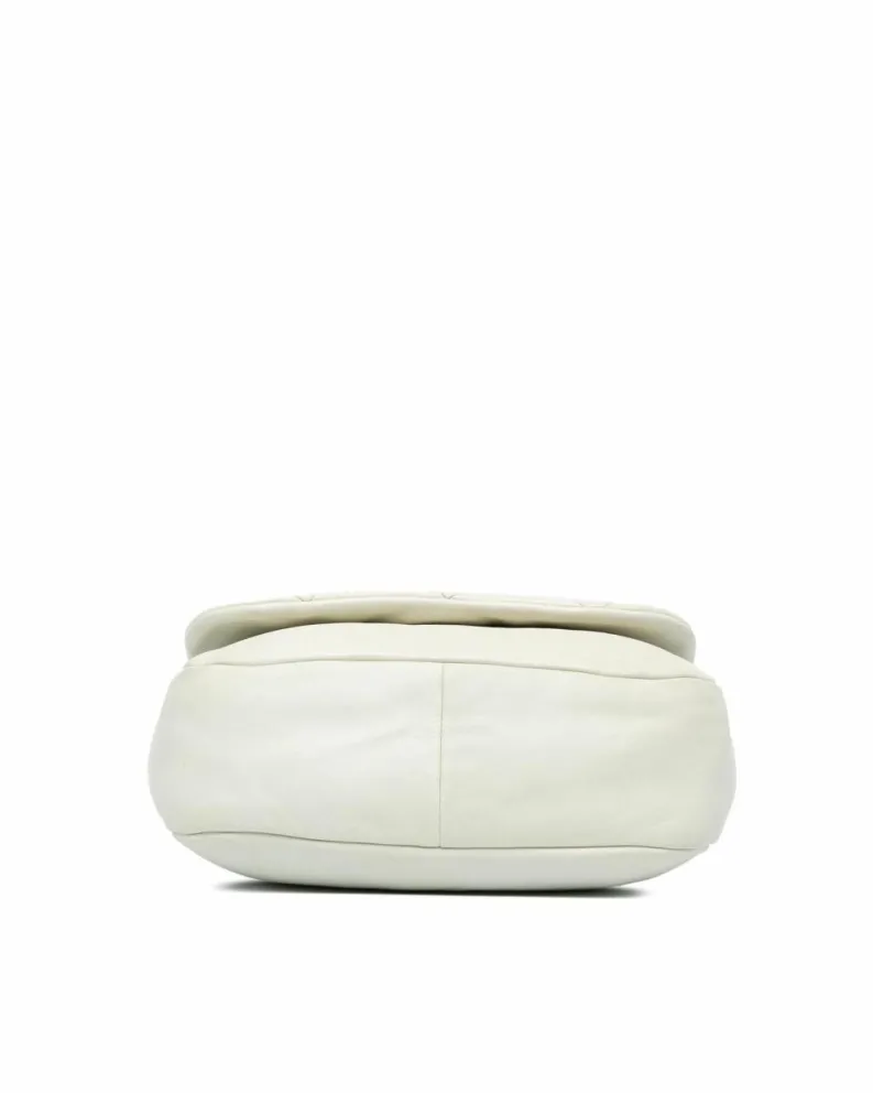 Shoulder Bags*Chanel Preloved Quilted Lambskin CC Flap Shoulder Bag with Interior Zip White