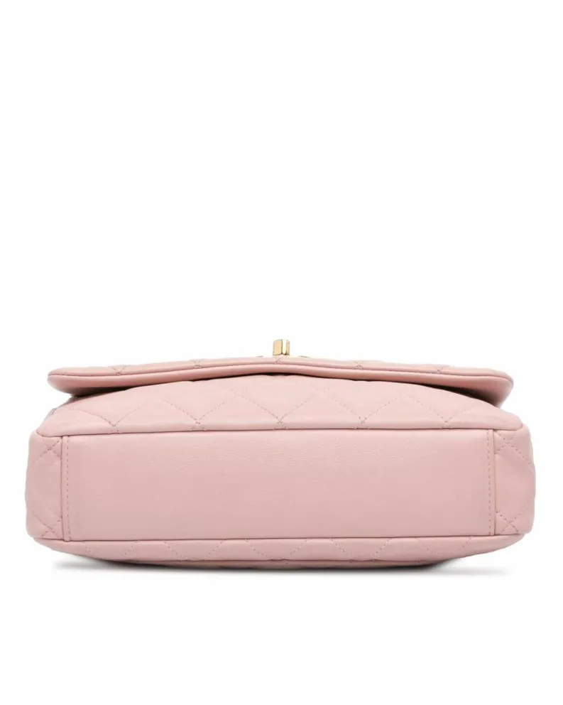 Cross-Body Bags*Chanel Preloved Quilted Lambskin Embellished Chain Flap Crossbody Bag Pink