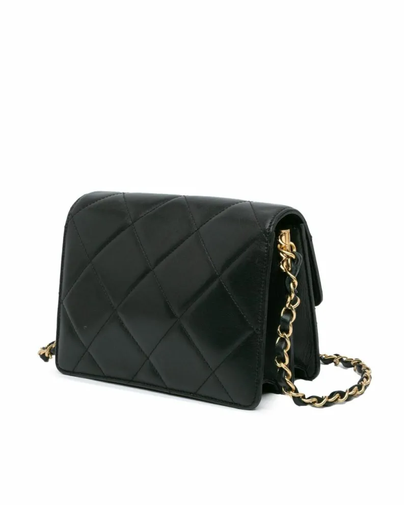 Cross-Body Bags*Chanel Preloved Quilted Lambskin Crossbody Bag with Octagonal Buckle Black