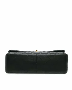 Shoulder Bags*Chanel Preloved Quilted Lambskin Leather Double Flap Shoulder Bag with Chain Black