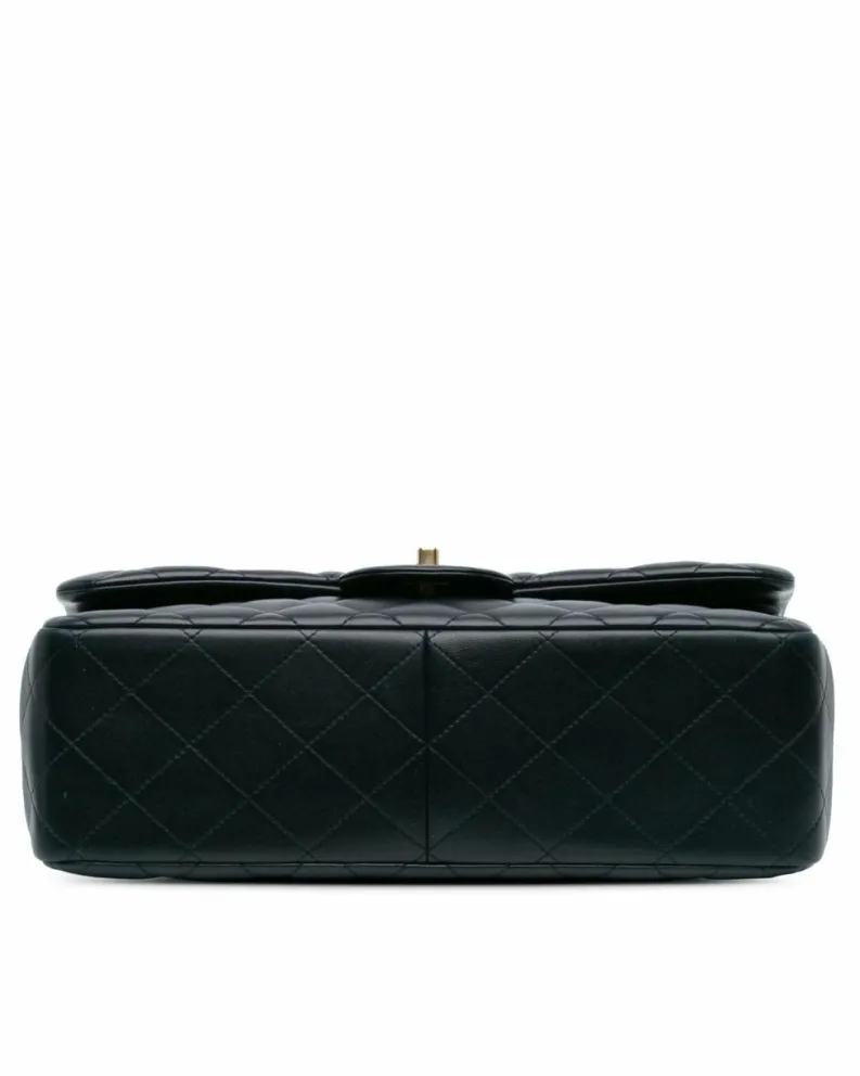 Shoulder Bags*Chanel Preloved Quilted Lambskin Double Flap Shoulder Bag with Chain Straps Blue