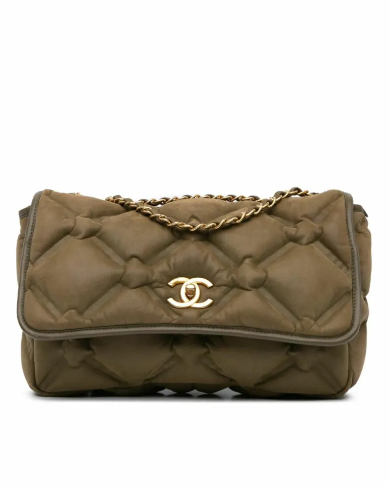 Shoulder Bags*Chanel Preloved Quilted Leather Flap Shoulder Bag with Chain Straps Brown