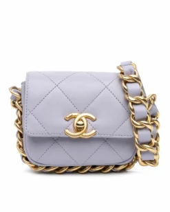 Cross-Body Bags*Chanel Preloved Quilted Leather Chain Strap Crossbody Bag with Turn-Lock Purple